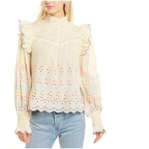 LoveShackFancy Kassie Peasant Blouse Sz S